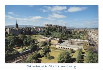 Edinburgh Castle & Princes St Gardens, Edinburgh Postcard (H Std