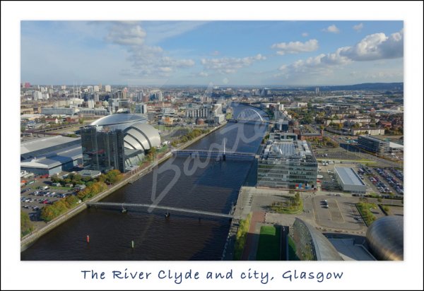 River Clyde & City from Glasgow Tower, Glasgow Postcard (H Std C