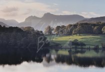 Langdale Pikes across Loughrigg Tarn, Lake District Postcard (H