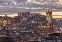 Edinburgh Castle & city at dusk, Edinburgh 4 Postcard (H Std CB)