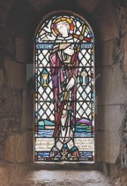 St. Columba stained glass window, Iona Abbey Church Postcard (V