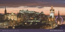 Edinburgh Castle & City at dusk Postcard (H Vis CB)