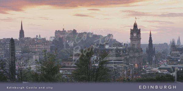 Edinburgh Castle & city from Calton Hill Postcard (H Vis CB)