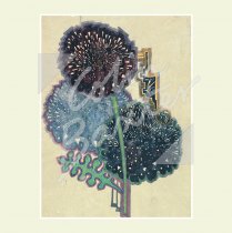 Mackintosh Stylised Dahlias Textile Greetings Card