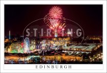 Edinburgh - Hogmanay Celebrations from Castle Postcard (H SG)