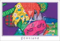 Highland Cow Head - Scotland, cartoon Postcard (H SG)