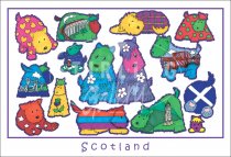 Scotties and Westies - Scotland, cartoon Postcard (H SG)