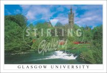 Glasgow University, river & weir Postcard (H SG)