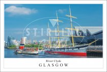 River Clyde - Glasgow, Waverley passing Tall Ship Postcard (H SG)