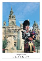 Piper, George Square - Glasgow Postcard (V SG)