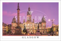 George Square - Glasgow, Evening Postcard (H SG)