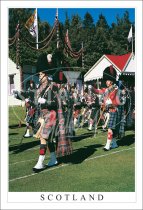 Pipeband Marching, Braemar, Scotland Postcard (V SG)