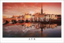 Ayr, River Ayr, Fiery Sky Postcard (H SG)