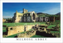 Melrose Abbey, with Eildon Hills Postcard (H SG)