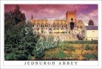 Jedburgh Abbey, Fiery Sky Postcard (H SG)