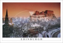 Edinburgh Castle, Winter, Fiery Sky Postcard (H SG)