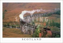 Train on Glenfinnan Viaduct, Autumn - Scotland Postcard (H SG)