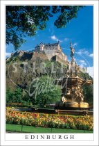 Edinburgh Castle from Ross Fountain, Close up Postcard (V SG)