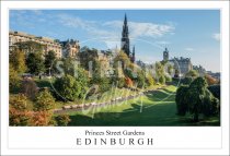 Princes St Gardens - Edinburgh, To Scott Monument Postcard (H SG)