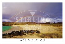 Achmelvich, Double Rainbow on Beach, Lochinver Postcard (H SG)