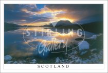 Cul Mor, Sunrise, from Fionn Loch, snow, Scotland Postcard (H SG)