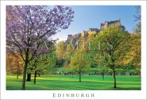 Edinburgh - Castle from Gardens in Blossom (H std IM)