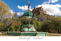 Edinburgh Princes Street Gardens Fountain in Spring Postcard (H A6 LY)