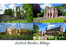 Scottish Border Abbeys Composite Postcard (HA6)