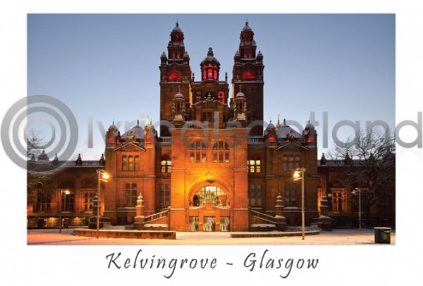 Kelvingrove Snow, Glasgow Postcard (H A6 LY)