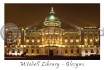 Glasgow Mitchell Library at Night Postcard (H A6 LY)