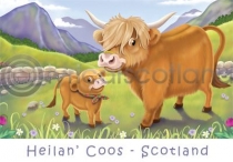 Scotland - Heilan' Coos Cartoon Magnet (H)