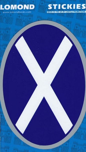 St Andrews X - Saltire Oval Silver Large Stickies